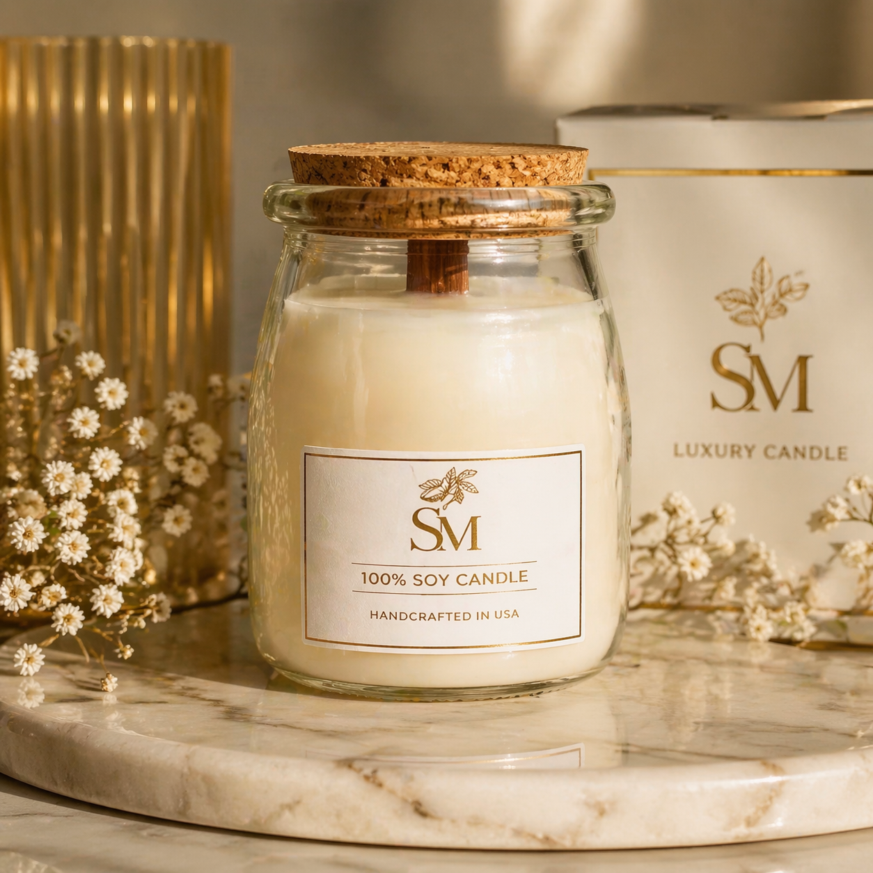 7oz Pure Soy Candle – Natural Wood Wick, Clean Burning Aromatherapy Jar