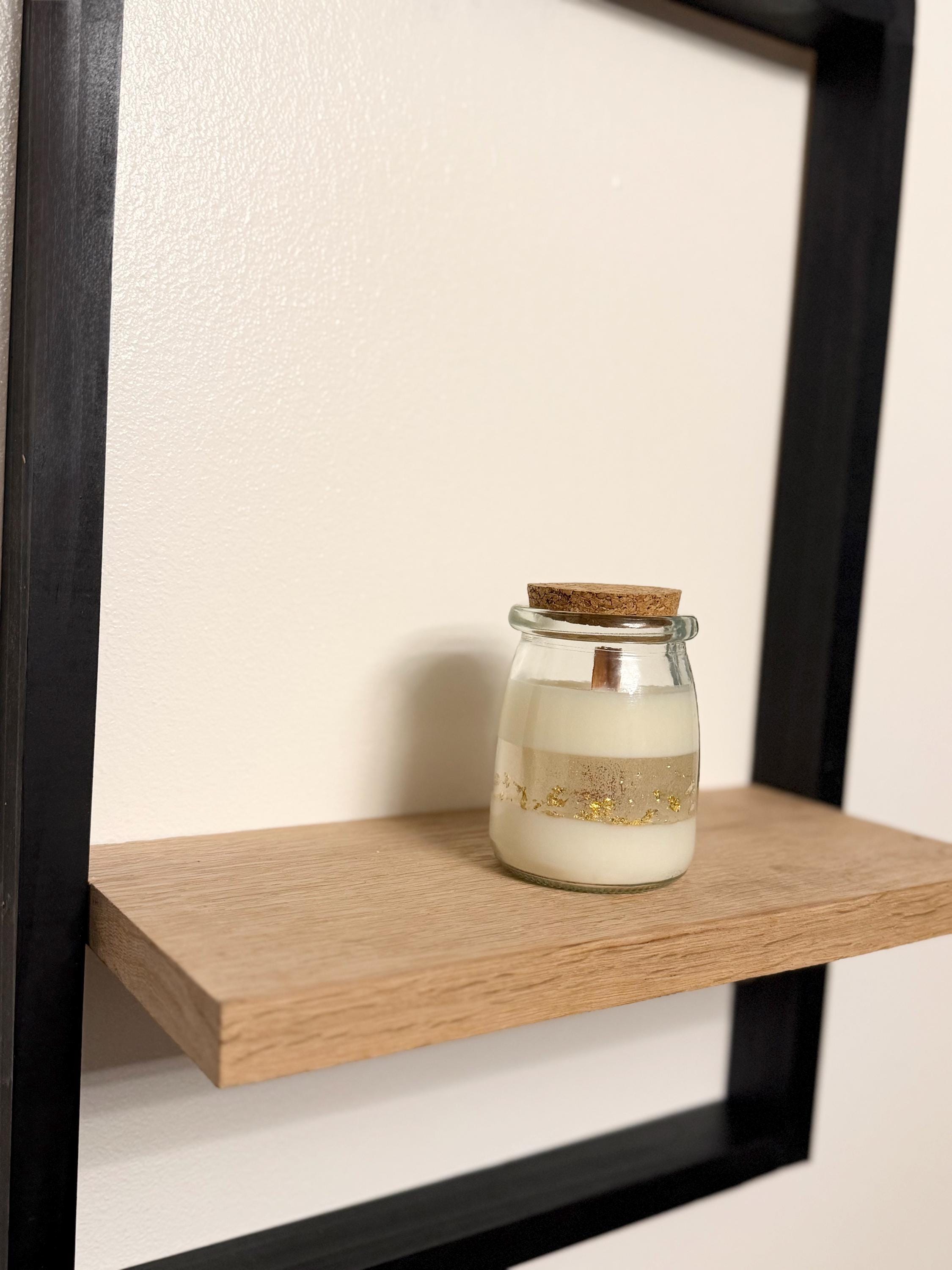 Modern Black Frame Floating Shelf – Industrial Wood Ledge Wall Decor (Small)