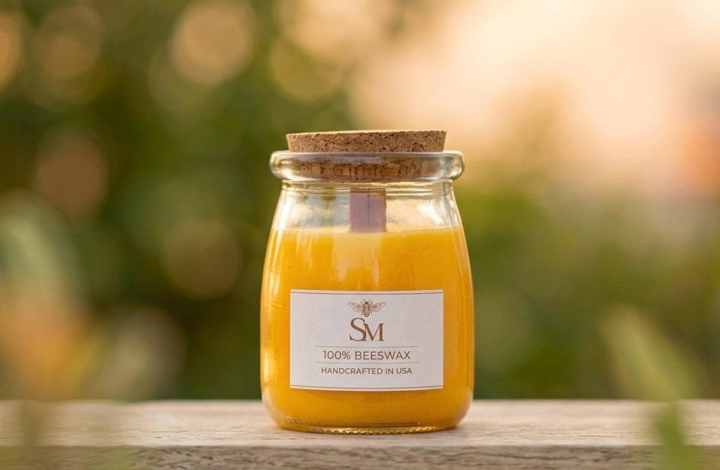 7oz Pure Beeswax Candle – Natural Wood Wick, Clean Burning Aromatherapy Jar