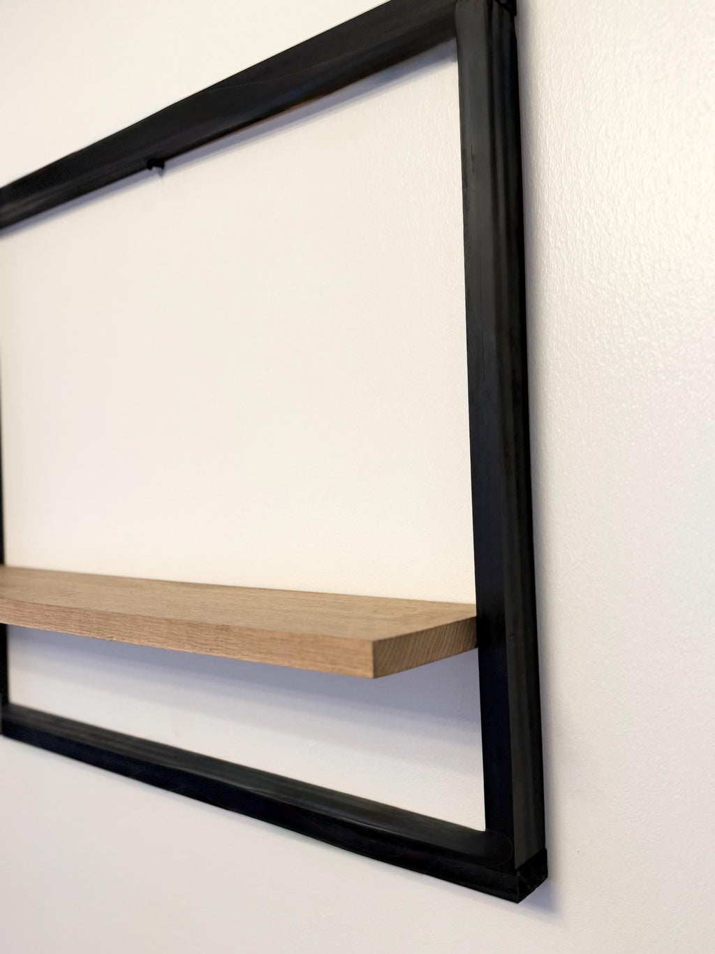 Modern Black Frame Floating Shelf – Industrial Wood Ledge Wall Decor (Large)